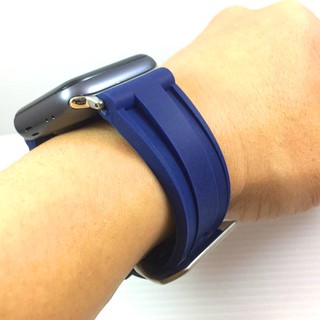 Apple Watch 沛納海 Panerai 最佳代用 橡膠錶帶 深藍 胖大海不鏽鋼針扣 適用 各種蘋果手錶 錶帶