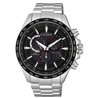 CITIZEN 星辰錶 CB5838-85E Gent's時尚男錶 光動能電波三眼腕錶 /黑銀 45mm