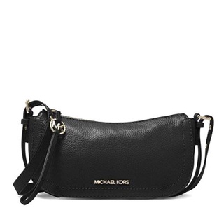 【美麗小舖】MICHAEL KORS MK 黑色專櫃款 荔枝紋真皮皮革 側揹包 斜揹包 肩揹包~M41074