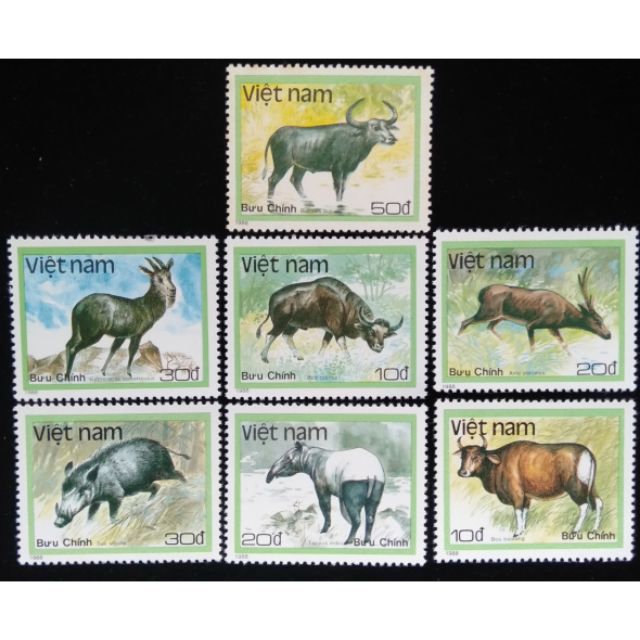 越南郵票保護野生動物郵票1988年發行（全套7張）特價