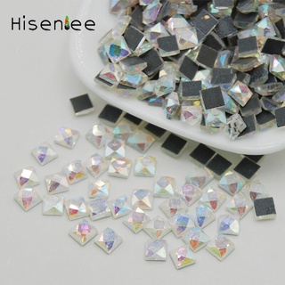 6 毫米 100 件水晶 AB 石美甲方形鑽石玻璃水鑽用於美甲 3D 裝飾水晶設計