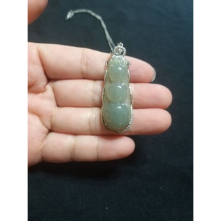 🌸極上珠寶🌸 天然翡翠a貨 925銀鑲冰糯種滿綠［福豆］翡翠玉墜