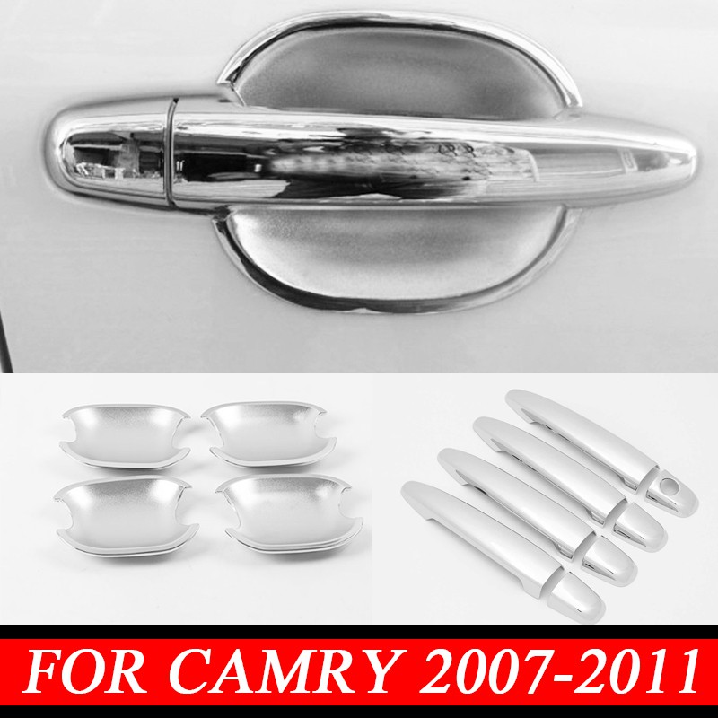 適用於 2007-2011 camry 鍍鉻銀車門把手碗蓋,凱美瑞把手蓋飾條