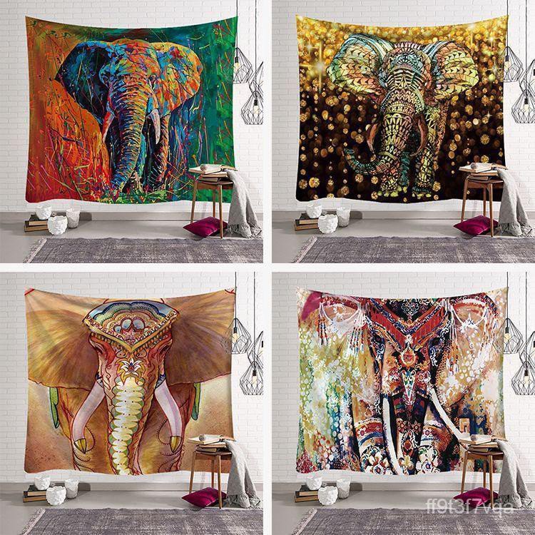 優品現貨熱銷東南亞泰國印度大象瑜伽打坐墻面背景裝飾畫掛布北歐壁飾掛毯桌布掛毯掛布掛畫 直布景 牆壁窗簾裝飾
