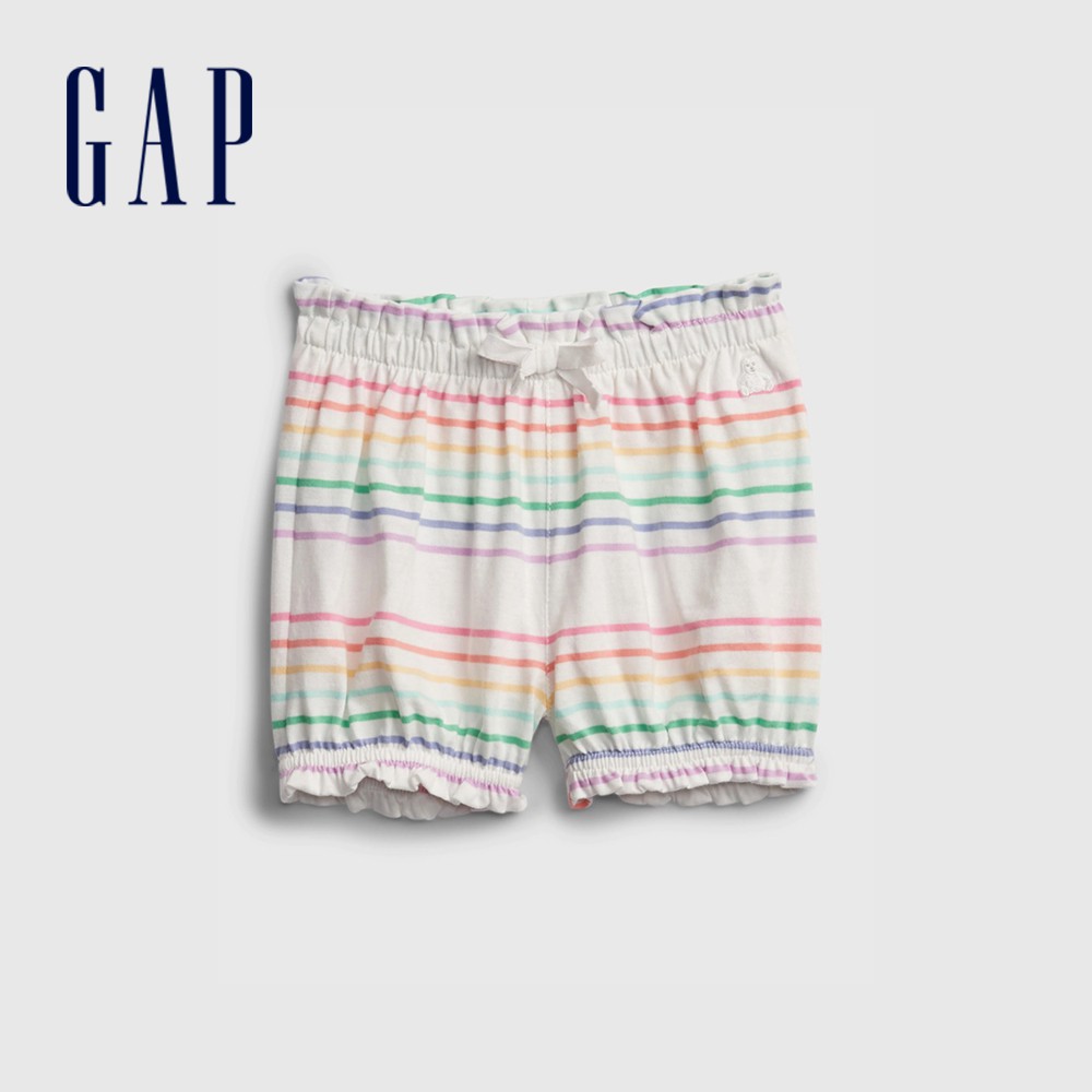 Gap 嬰兒裝 純棉印花鬆緊短褲 布萊納系列-彩色條紋(669595)