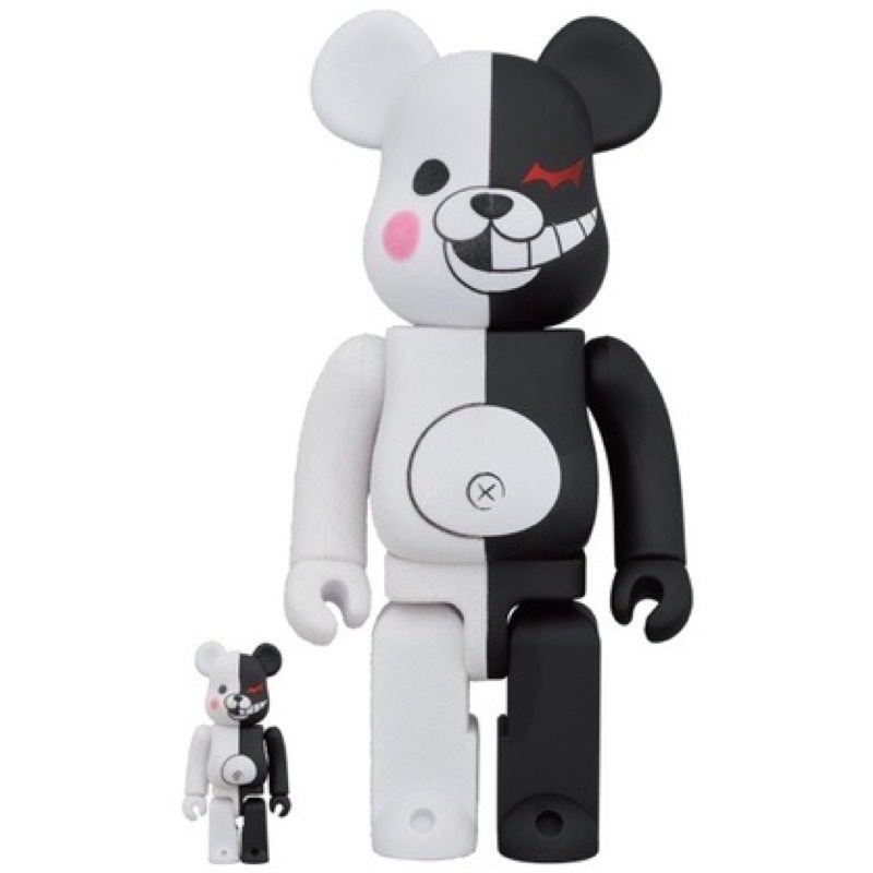 全新現貨彈丸論破 槍彈辯駁 黑白植絨 100％ 400％ BE@Rbrick 庫柏力Medicom bearbrick