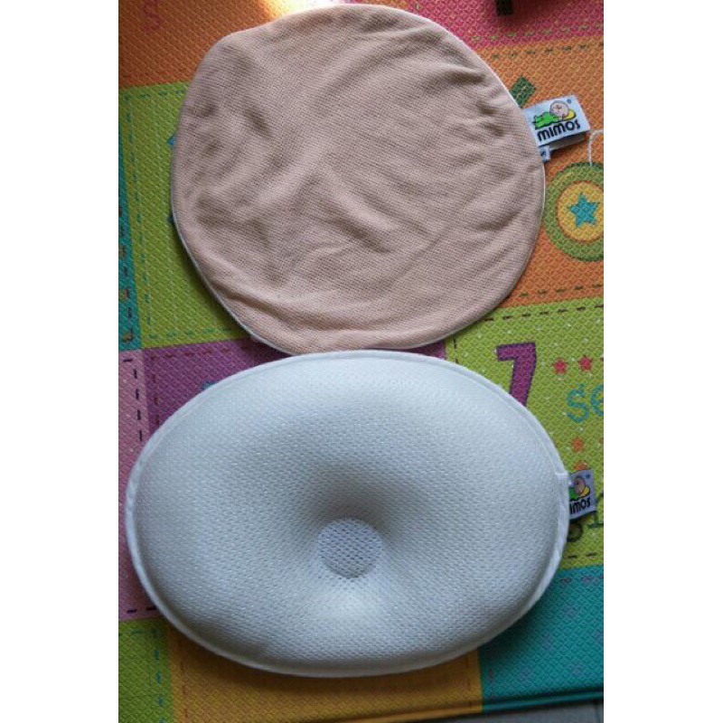 二手 mimos 3D自然頭型嬰兒枕 S《枕頭+蜜桃粉枕套》（0-10個月適用）