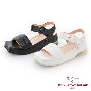 【CUMAR】方頭車澎格子厚底氣墊涼鞋722-015
