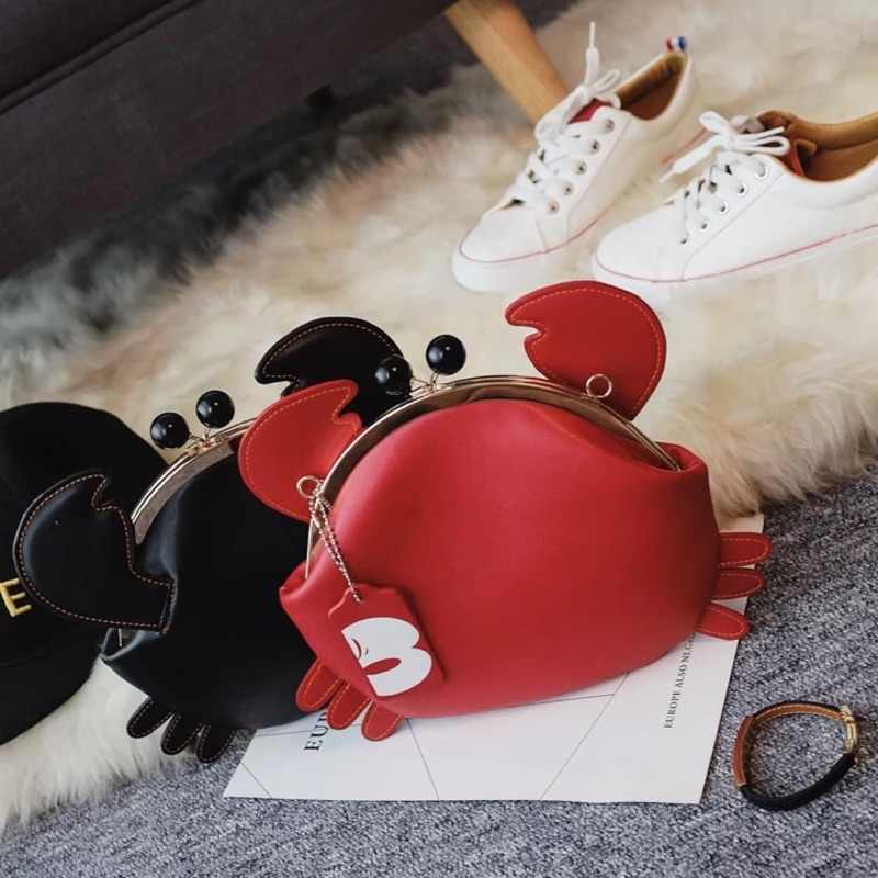 ✨全新現貨✨+*預購*潮 女包 迷你 可愛 螃蟹包 創意 時尚 夾口包 小包包 單肩 斜挎包 螃蟹造型 造型 獨特 搞笑