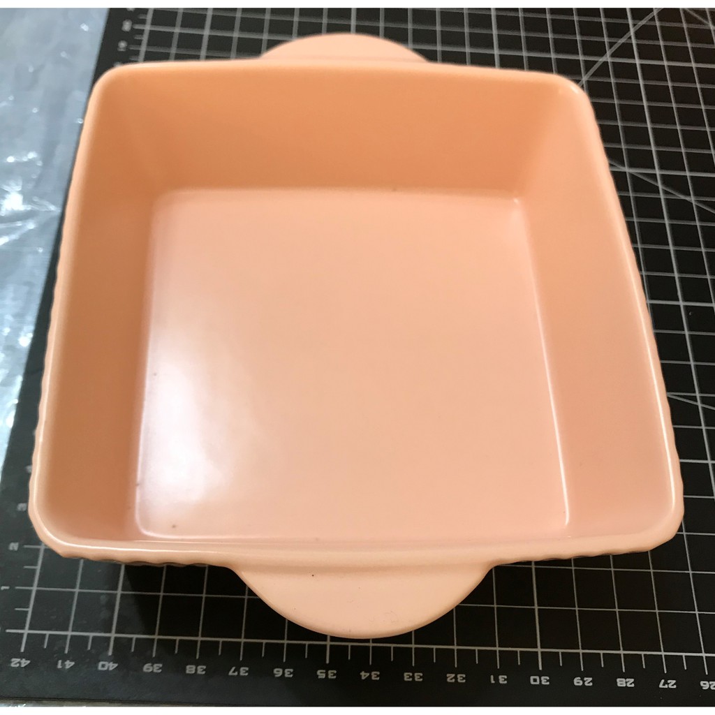 全新 韓式 繽紛 6.5 正方 條紋 烤盤  粉色 沙拉碗 烤盤 派盤 焗烤 焗烤飯 易碎品