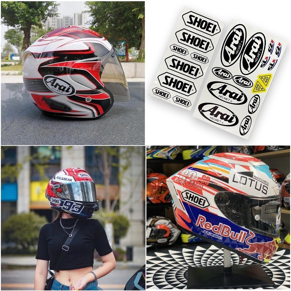 Shoei頭盔logo貼摩托車頭盔反光貼新井頭盔鏡片防水罩防刮貼