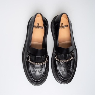 英國 George Cox - BUXTON V CHAIN CASUAL Loafer 公牛鞋 樂福鞋 - 黑皮
