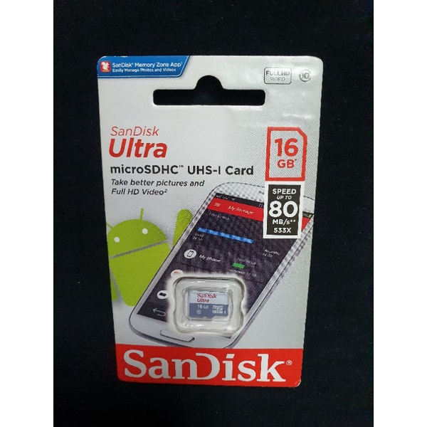 A0599_4 SANDISK 16G ULTRA microSD UHS-I  80MB /s 記憶卡