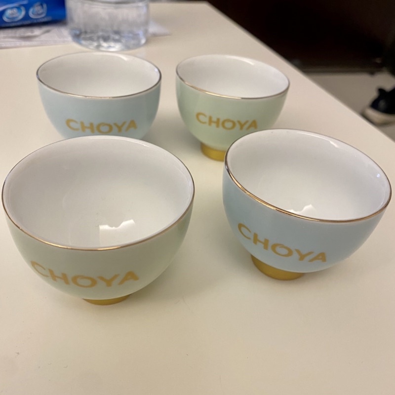 全新 Choya 陶瓷 限量 梅酒杯 燒酒杯 泡茶杯 泡茶用 杯子 金邊質感喝茶杯 六個一組