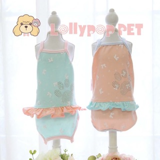 【Yumico寵物用品】春夏款 粉嫩水鑽連身包屁衣 四腳寵物衣服