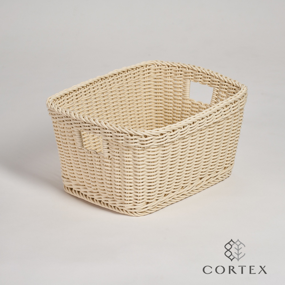 CORTEX 收納籃 仿籐籃 長方型W40 米白色