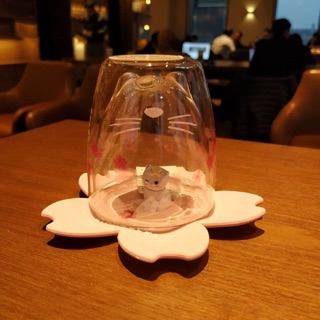 【AM代購】Starbucks 星巴克粉色粉紅櫻花貓咪雙層玻璃杯杯蓋