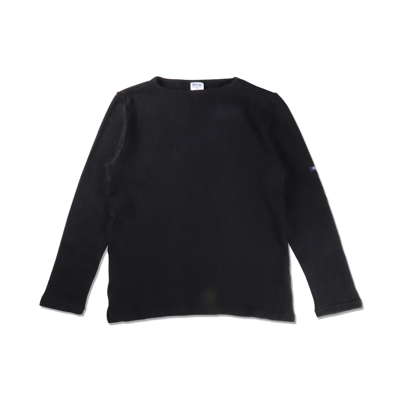 日本Tieasy ORIGINAL BOATNECK SHIRT混色船型領針織衫T恤-黑色