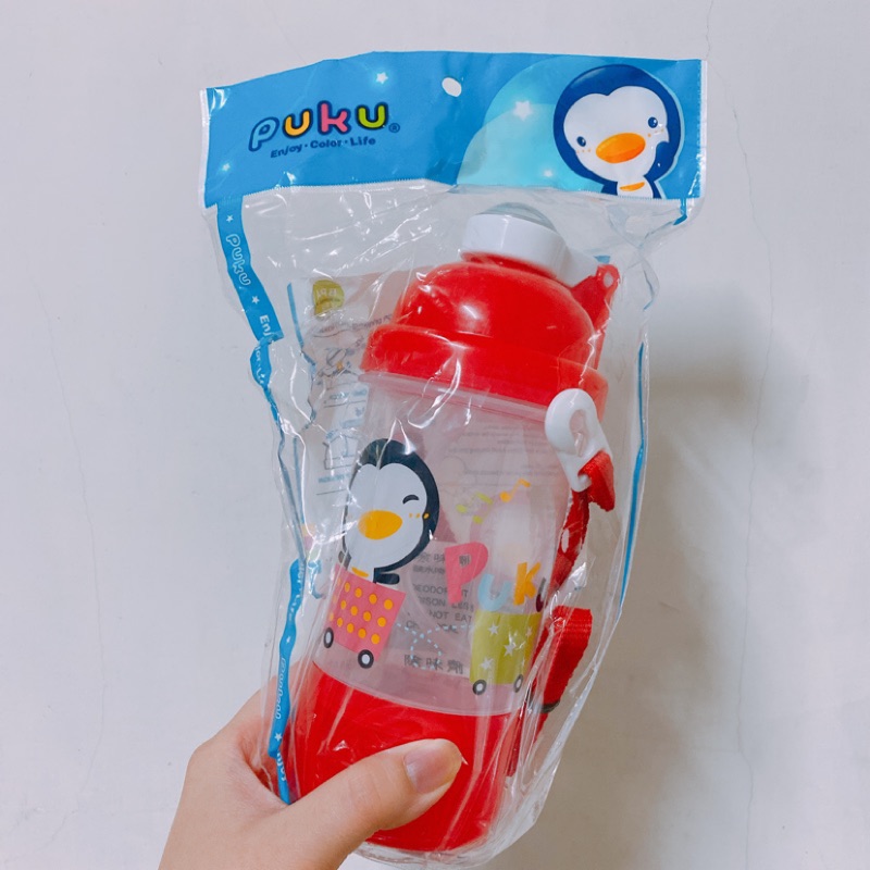 (全新) 🐧PUKU藍色企鵝-雙層彈跳吸管水壺350cc/彈蓋式水壺/彈蓋吸管水壺/兒童冷水壺