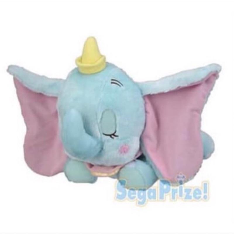 迪士尼 Dumbo 小飛象 日本限定 景品 睡覺晚安 趴姿 SEGA 限定 淺藍 細長絨毛 娃娃 玩偶 禮物