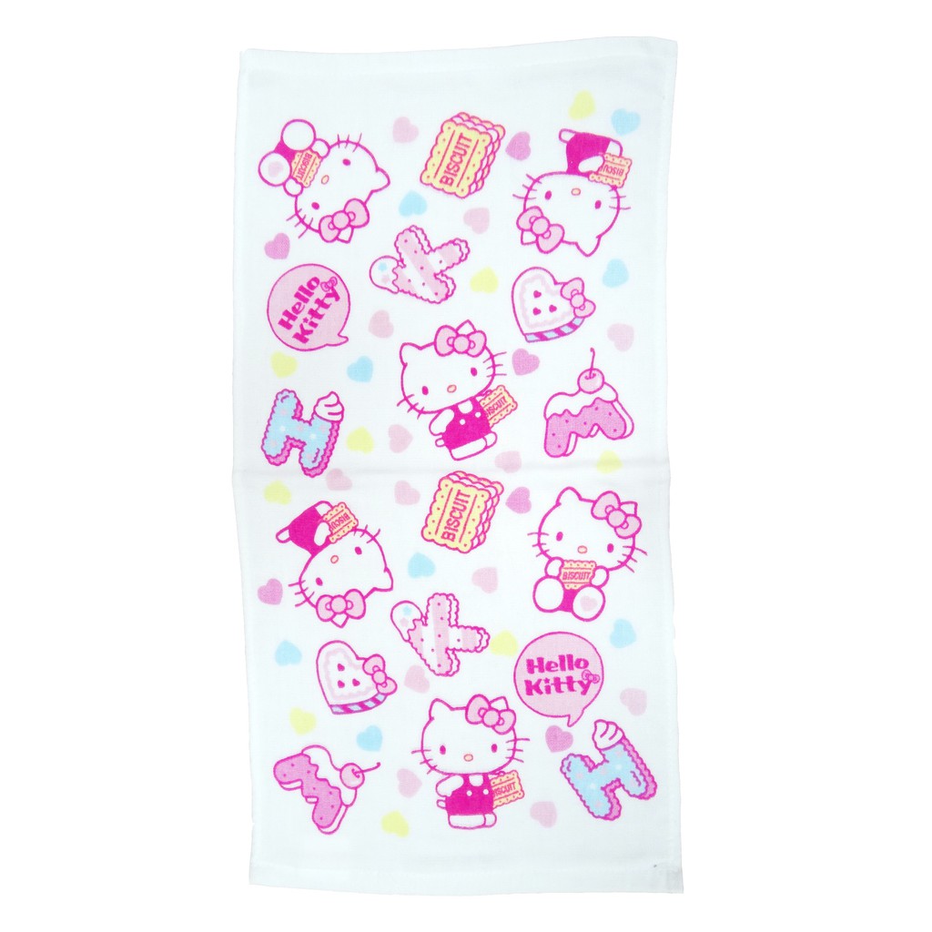 【Sanrio三麗鷗】凱蒂貓點心時刻紗蘿童巾 100%棉 27x54cm