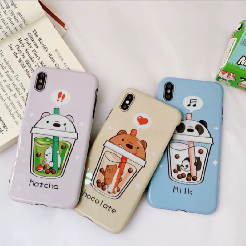熊熊遇見你珍珠奶茶手機殼i6s I6splus I7 7plus I8 8plus Ix Xs Xr Max全包防摔軟殼 蝦皮購物