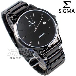 SIGMA 鋼帶腕錶 1737M-LB 原價5250藍寶石水晶 日期視窗 IP黑電鍍x銀色 防水手錶 男錶【時間玩家】