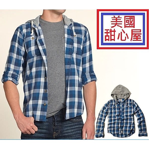 Hollister HCO Surfers point hooded 連帽 格紋 襯衫 現貨 S