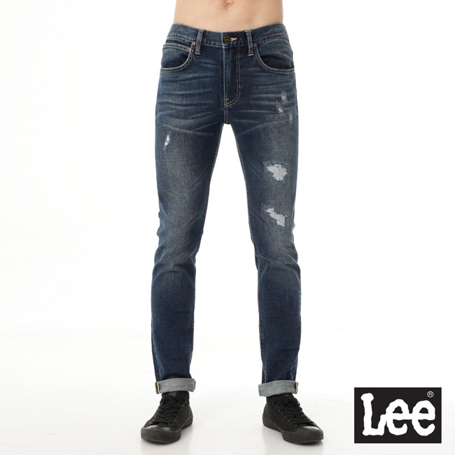 Lee 706 低腰刷破合身窄管牛仔褲 男 深藍 Modern 150215X16