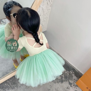 熱賣🎉表演服 舞蹈服 芭蕾舞裙 表演服 訓練服 芭蕾舞裙 超蓬多層紗紗裙兒童夏季公主裙後背交叉跳舞裙子時尚