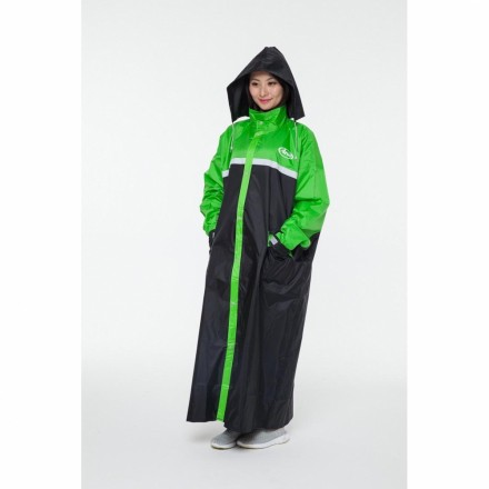 瀧澤部品 ARAI W022 全開式雙配色雨衣 100%台灣製造 (綠黑)