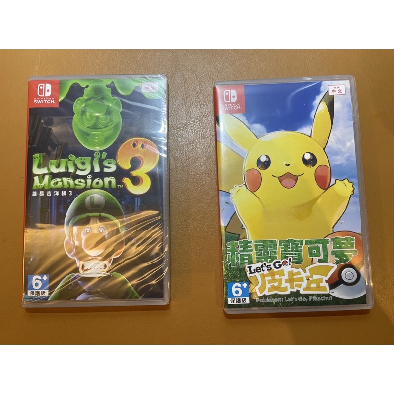 「保存良好完整」Nintendo Switch 精靈寶可夢-皮卡丘、路易吉洋樓3 遊戲片