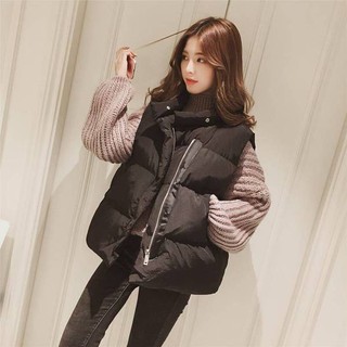 棉襖馬甲 保暖背心 棉服 無袖外套 上衣S-2XL 短款韓版春秋中大碼中長款羽絨棉馬甲坎肩外套 .12908胖胖美依