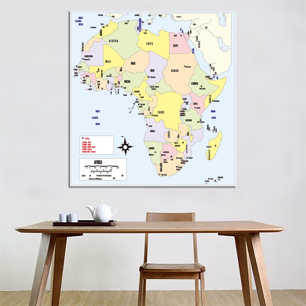 #BEST#非洲地圖-世界地圖大海報背景布牆飾--60*60cm/90*90cm/150*150cm