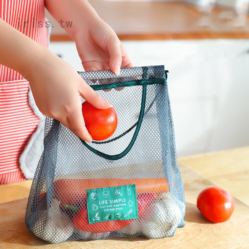Iriss 廚房果蔬收納網袋 壁掛式家用儲物袋 便攜手提鏤空掛袋 透氣大薑蒜頭掛袋