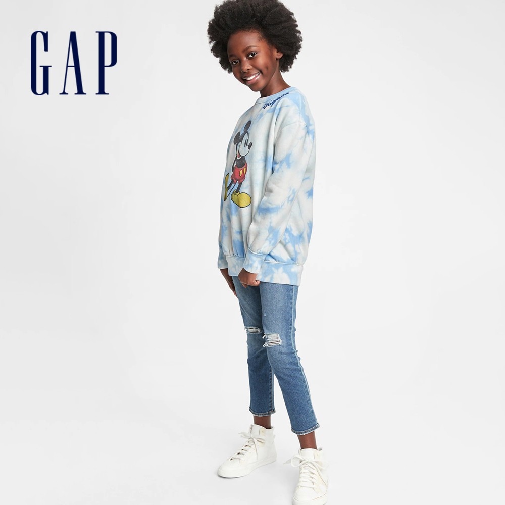 Gap 女童裝 Gap x Disney迪士尼聯名 刷毛大學T-藍色紮染(651502)