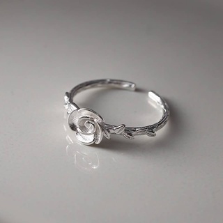 現貨｜LINGLING流行純銀飾品❤️韓國東大門s925純銀荊棘玫瑰花純銀戒指 開口戒指 銀飾 玫瑰花戒指 食指戒