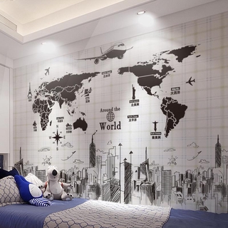牆貼紙貼畫臥室宿舍大學生海報牆上裝飾北歐風牆壁紙自粘世界地圖