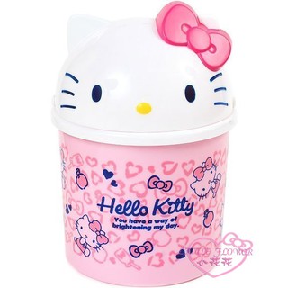 小花花日本精品♥ Hello Kitty大臉頭立體造型粉紅桌上型 置物桶 垃圾桶 車用垃圾桶