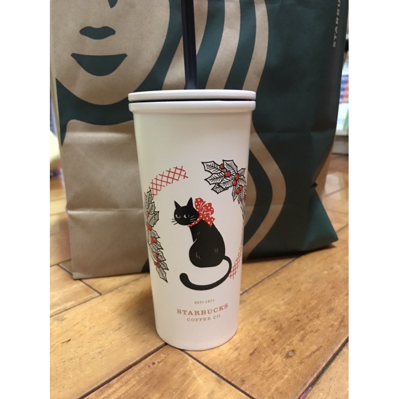 星巴克 Starbucks 黑貓祝福不鏽鋼TOGO冷水杯