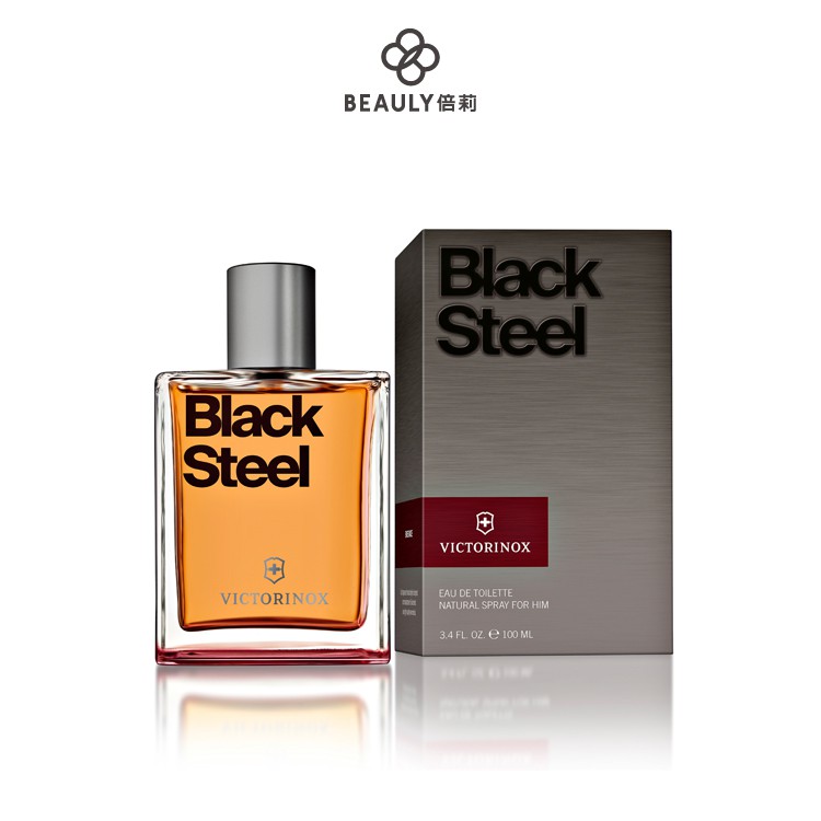 VICTORINOX Black STEEL堅毅之心極緻黑男性淡香水 100ml【贈同品牌旅行袋】《BEAULY倍莉》