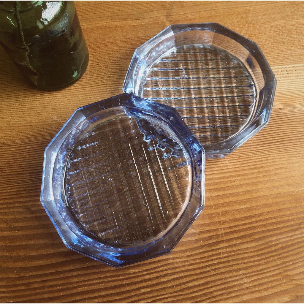 與時｜格紋玻璃小皿 配件 老派 復古 器皿 小碟 日本
