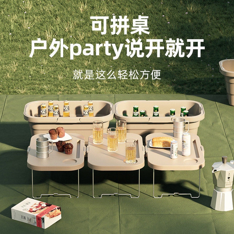 「新款 現」#日式DOD同款戶外折疊箱露營野餐折疊式水桶小桌子收納箱子手提籃