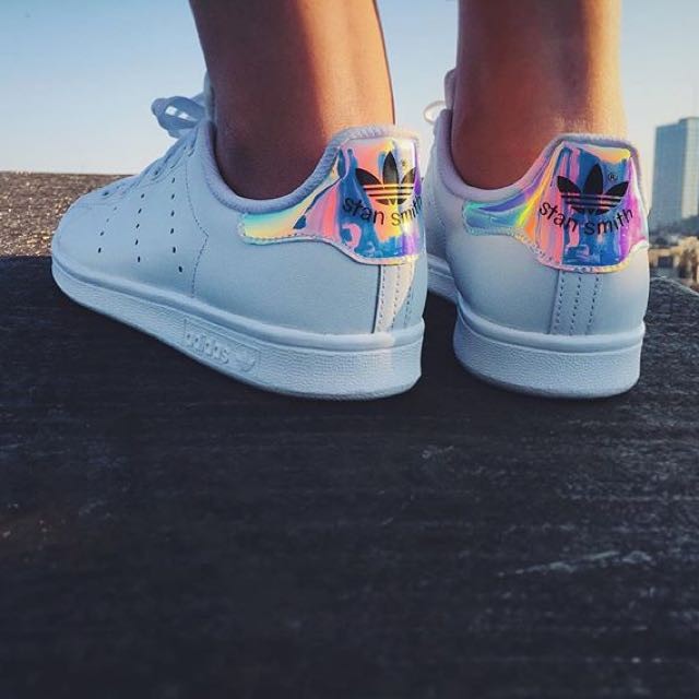 Adidas Stan Smith 電鍍彩虹鐳射愛迪達男女鞋史密斯鞋帶款休閒小白鞋運動鞋| 蝦皮購物