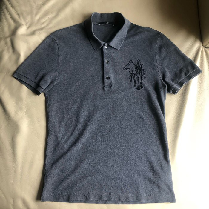 保證正品 GUCCI 灰色 馬圖案 短袖POLO衫 SIZE S