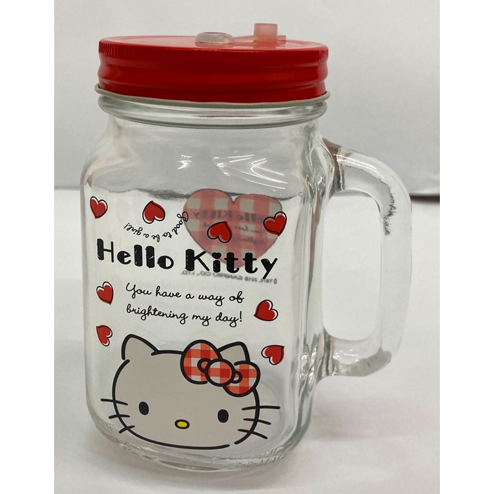 現貨正版 Hello Kitty玻璃梅森杯 吸管杯 隨手杯