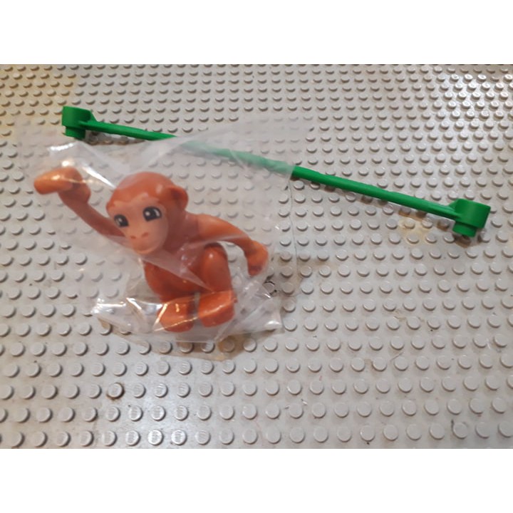 新進盒組未裝袋如圖二【點點小豆】LEGO 樂高積木 DUPLO 得寶 動物 棕色猴子 加 綠色吊桿 一組 如圖！