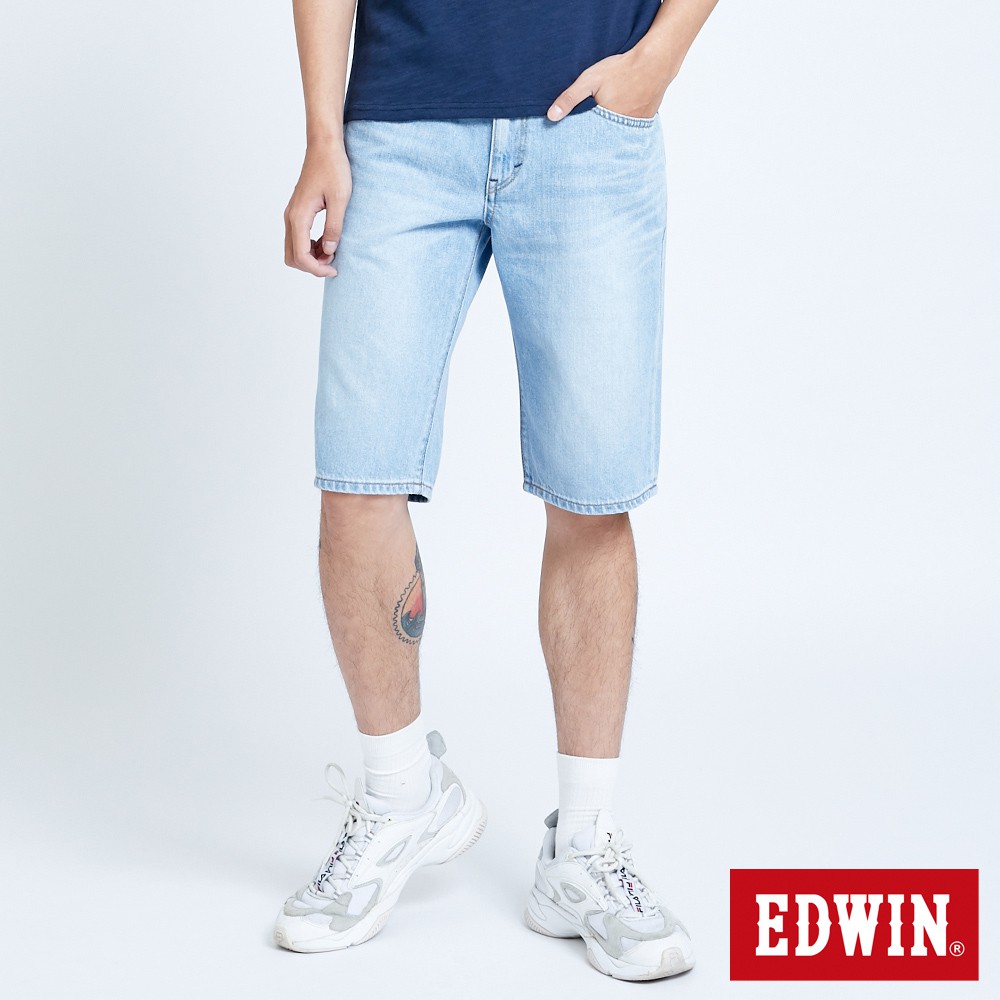 EDWIN 加大碼503仿舊五袋牛仔短褲(漂淺藍)-男款