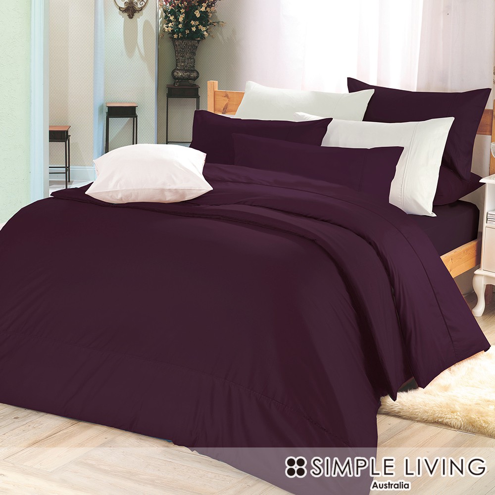 澳洲Simple Living 300織台灣製純棉被套床包組(乾燥玫瑰紫)