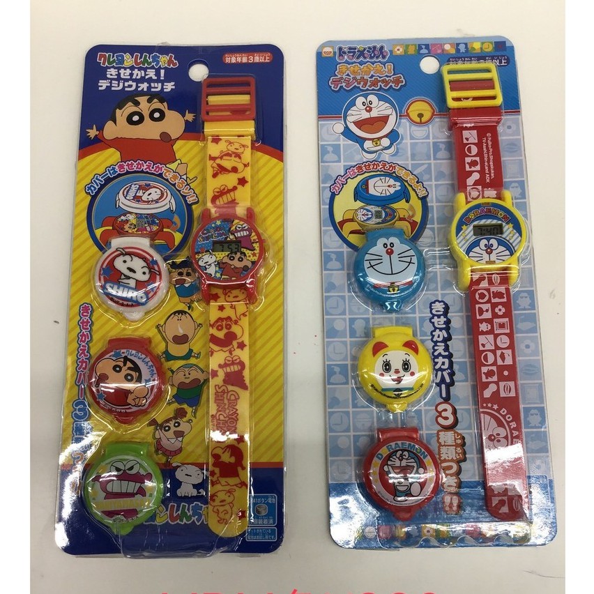 【現貨】日本代購 兒童翻蓋電子錶 兒童手錶 蠟筆小新 多拉A夢